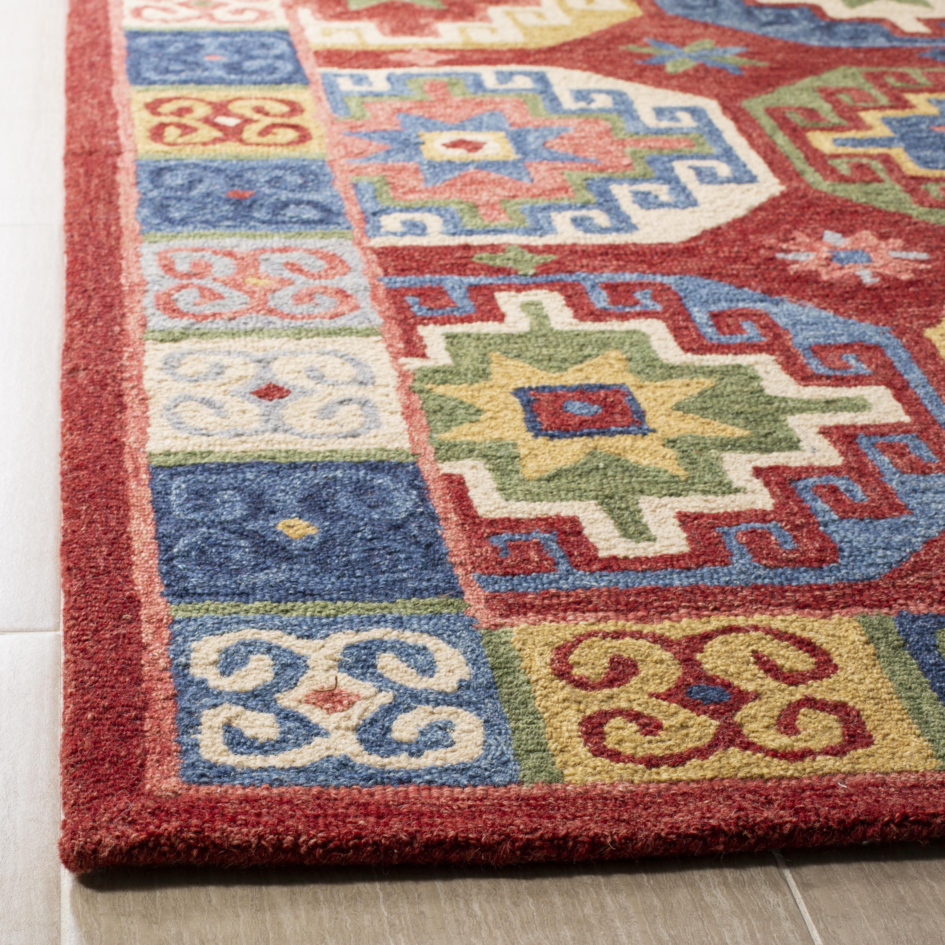 SAFAVIEH Aspen Amala Geometric Area Rug, Red/Blue, 7' x 7' Square