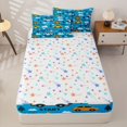 thumbnail image 4 of Castle Fairy Playful Race Car Zipper Full Size Comforter Sets with Fitted Sheet and 2 Pillowcases,Checkered Flag Zipper Bedding Set for Bedroom,Bright Blue,4pcs,Reversible, 4 of 6