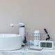 thumbnail image 3 of Portarrollos de papel higiénico de pared con estante para colocar sobre el inodoro, portarrollos, jabonera, especiero con ganchos para baño y cocina, 3 of 7