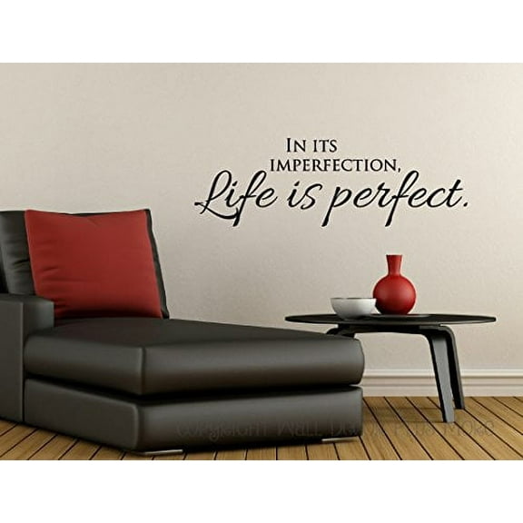 Life is Perfect Motivational Vinyl Sticker Quote for Home Decor, 23x7.5-Inch, Black