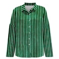 thumbnail image 4 of IMENGL Women's Long Sleeved Shirts Spring And Autumn Striped Printed Button Down Shirts Retro Shirts Fashionable Daily Casual Tops Green XL, 4 of 4