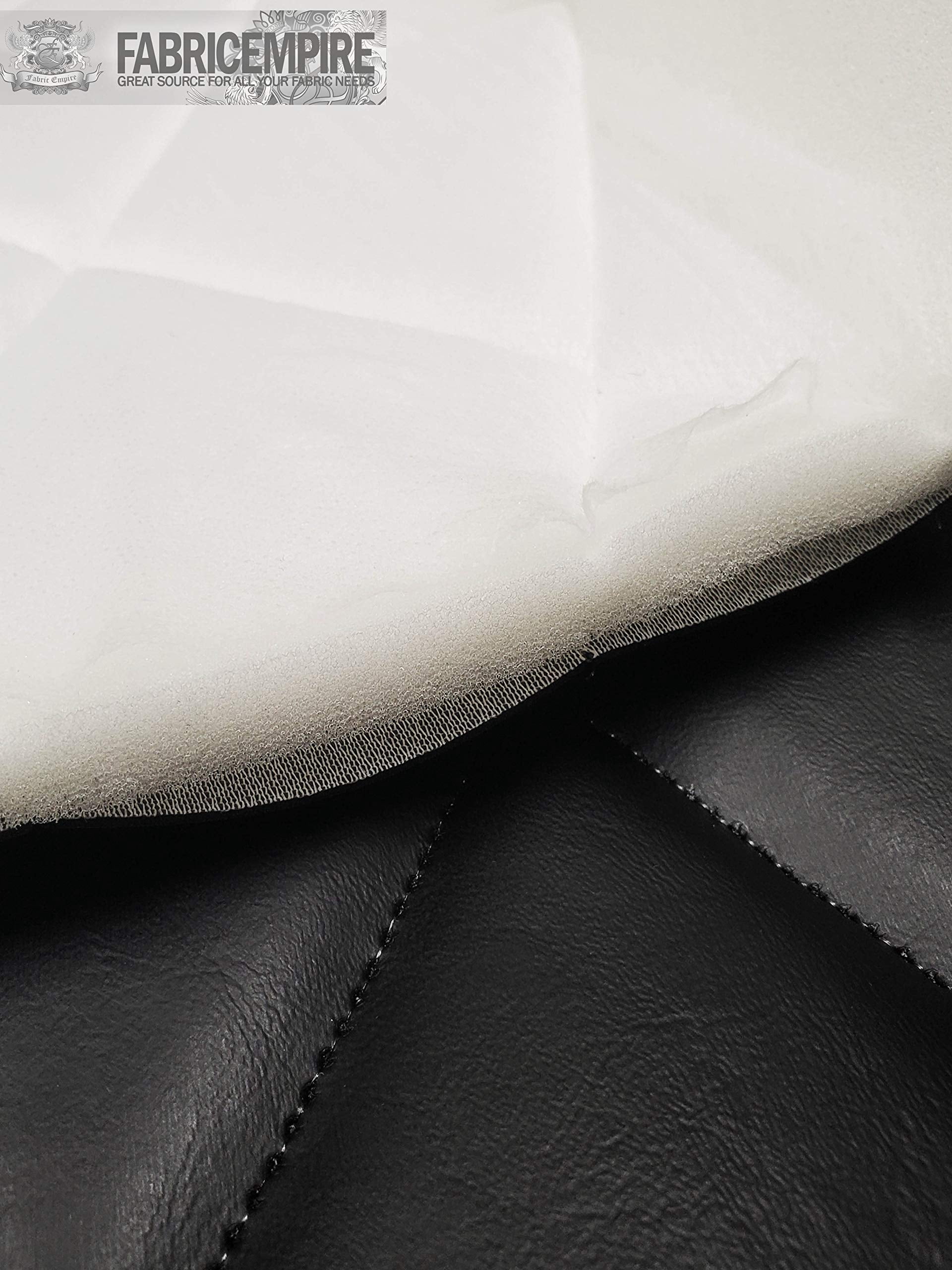 Quilted Vinyl Padded Upholstery Fabric w 3/8" Foam Backing Smooth 4"x6" Diamond /58" Wide/Continuous Yard/ Faux Leather Upholstery, Marine Vinyl Fabric, Automotive Upholstery Material (Black)