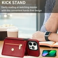 thumbnail image 4 of ELEHOLD Crossbody Leather Wallet Case for iPhone 15 Pro 6.1" Credit Card Slots Zipper Pocket Kickstand Function Shockproof Purse Case with Adjustable Shoulder Strap for iPhone 15 Pro,Red, 4 of 7