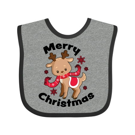 

Inktastic Merry Christmas Baby Reindeer with Snowflakes Gift Baby Boy or Baby Girl Bib