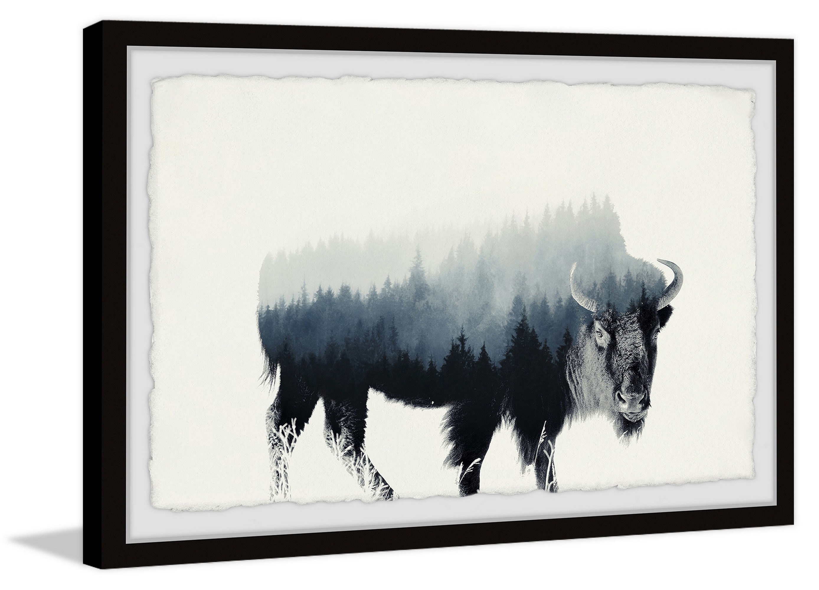 Marmont Hill Ox Silhouette Framed Wall Art, 8" x 12"