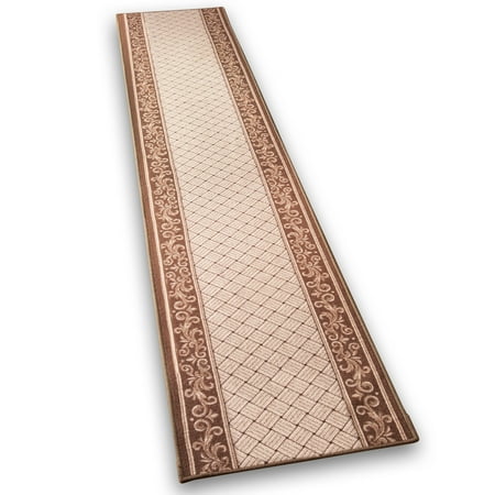 Scroll Dome - Floral Scroll Basket Weave Rug with Skid-Resistant Backing, 26