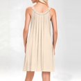 thumbnail image 6 of JIAYUE Women's Dress Solid Color Sleeveless O-Neck Casual Relaxed Fit Beach Mini With Pockets Front Pleats Vacation Everyday Wear Basic Sundress Classic Female Dresses, 6 of 8