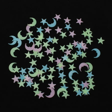 200pcs Cute 3d Star Moon Wall Sticker Self Adhesive Glow In The