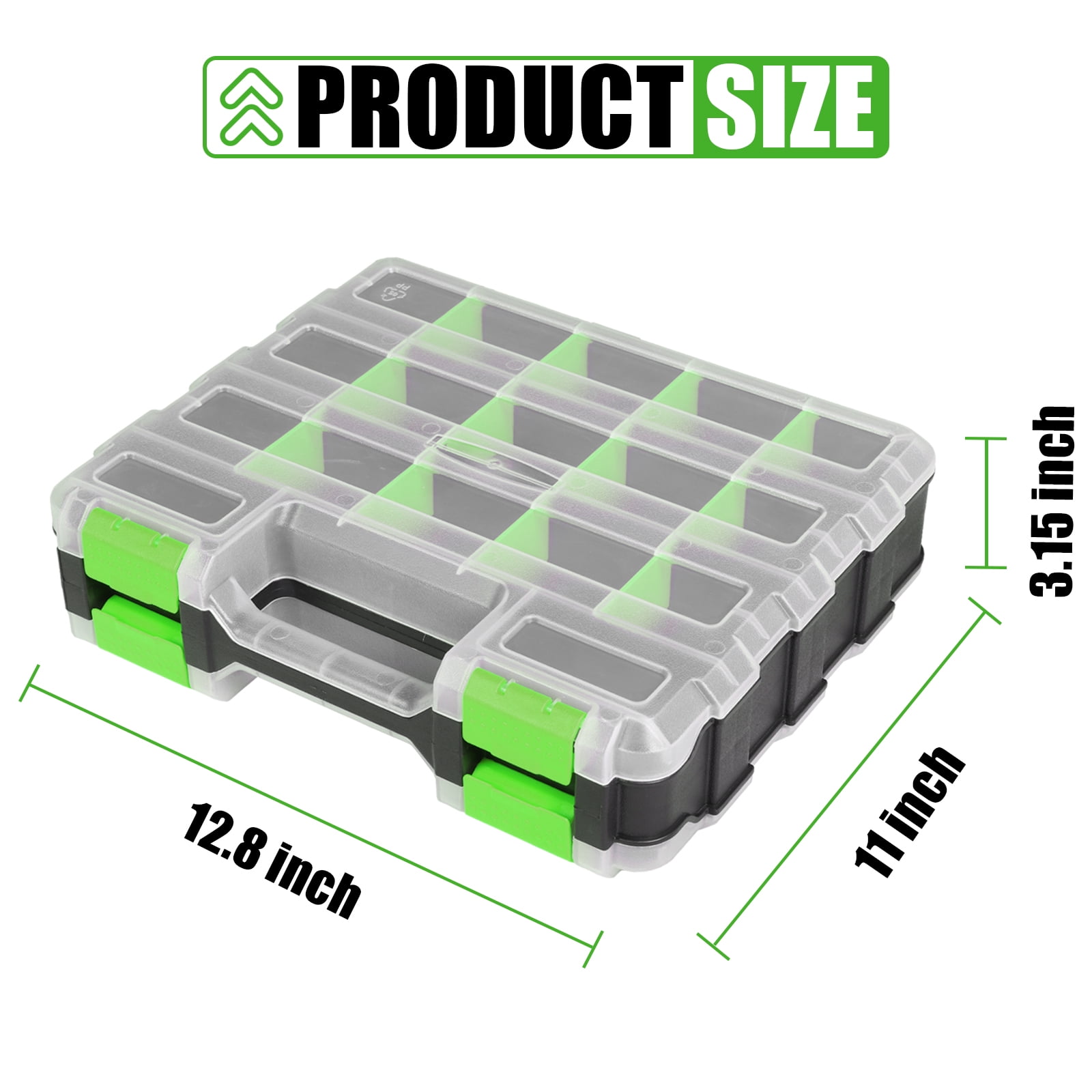 ZOOMIFY 2 PCS Plastic Tool Box with Transparent Lid, Double Side  34-Compartments Organizer Box with Removable Dividers for Hardware, Screws,  Bolts, 