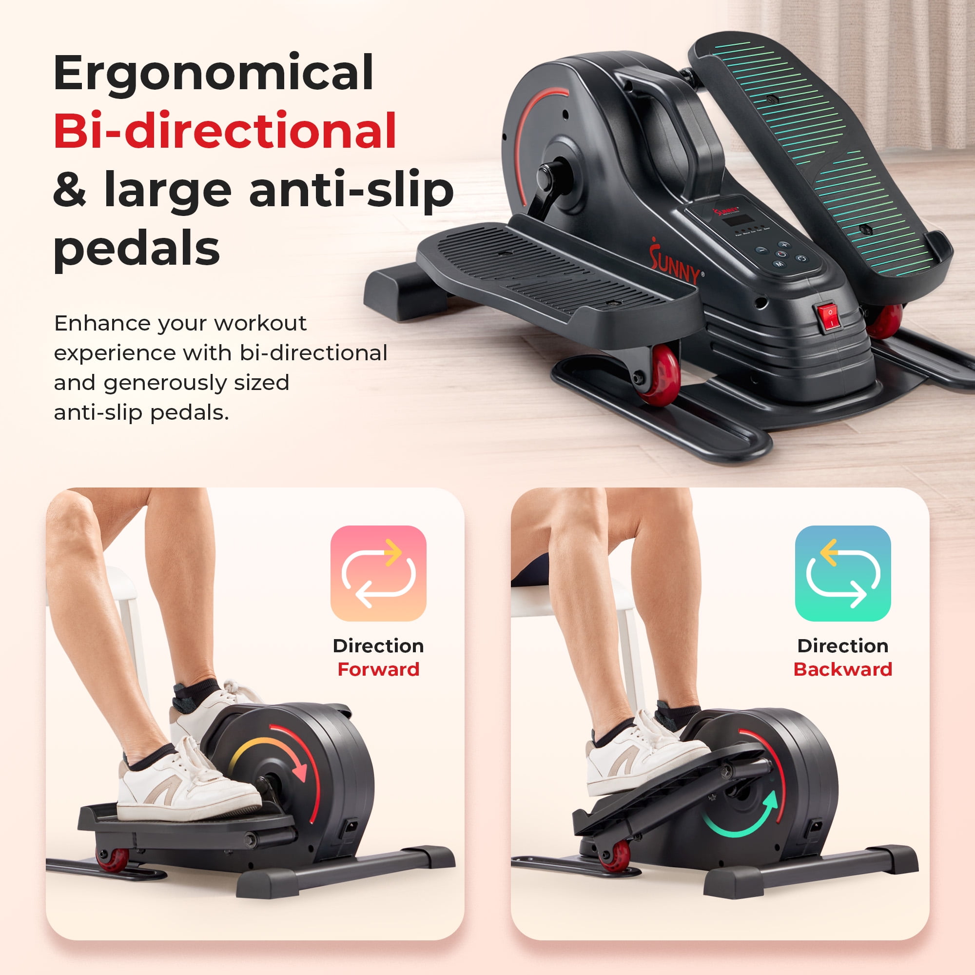 Sunny Health & Fitness SF-E3959SMARTG Electric Motorized Under Desk Elliptical Machine