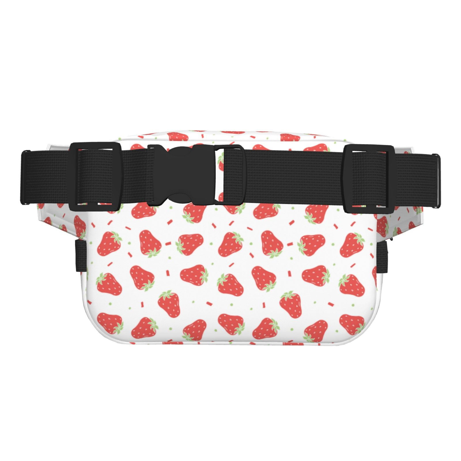 Picia Hand Drawn Strawberry Print Square Double-Layer Waist Bag Mini Adjustable Waist Belt Bag Exercise Running Travel Hiking