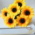 thumbnail image 5 of Walbest Artificial Flower Sunflower Silk Helianthus Plastic Plant, Wedding Bouquet Party Indoor Outdoor DIY Home Garden Kitchen Table Centerpieces Arrangements Decoration (1 Bouquet 7 Heads), 5 of 7