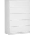 thumbnail image 1 of Commode à 5 Tiroirs, Commodes de 45,3 Po de Hauteur pour Chambre, Commode pour Garde-Robe, Organisateur de Rangement Moderne pour Salon, Entrée, Blanc, 1 of 5