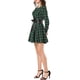 thumbnail image 4 of INSPIRE CHIC Vestido de Camisa A-Line de Manga Larga con Cinturón y Estampado de Cuadros para Mujeres S Verde Búfalo, 4 of 7