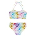 thumbnail image 4 of TiaoBug Girls 2 Pcs Mermaid Bikini Sets Shiny Halter Ruffles Crop Top with Triangle Brief Bathing Suit Tankini Colorful B 150, 4 of 5