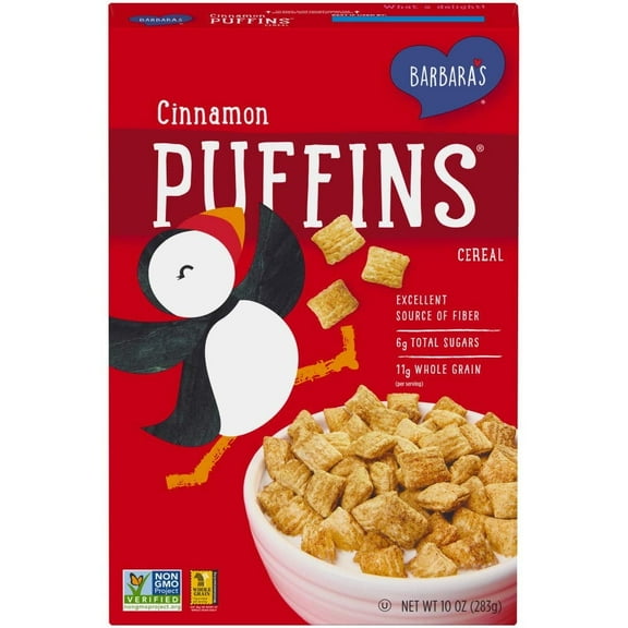 Barbara's Bakery, Puffins Cereal, Cinnamon, 10 oz (pack of 4)