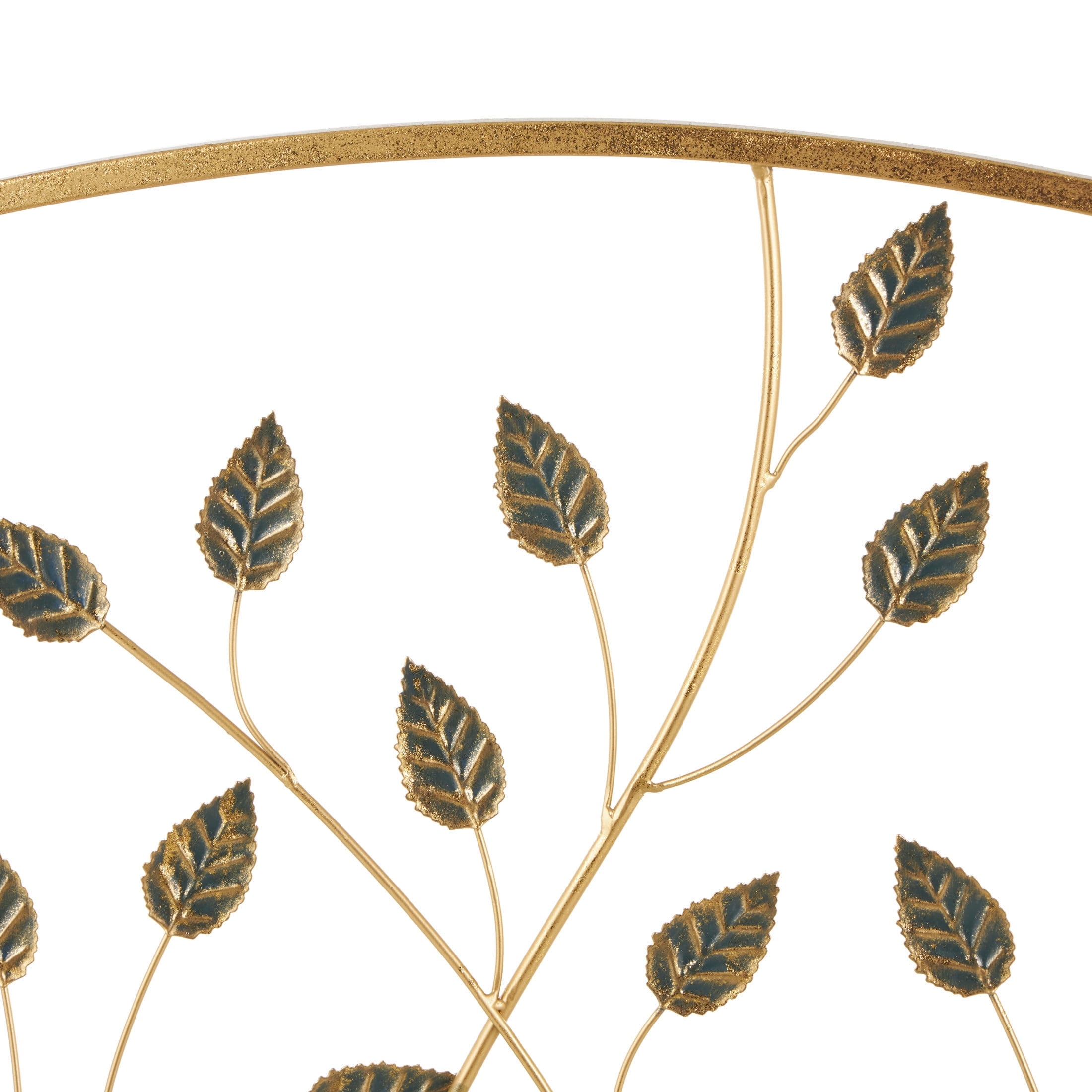 DecMode 29" x 38" Gold Metal Foldable 3 Panel Leaf Fireplace Screen, 1-Piece