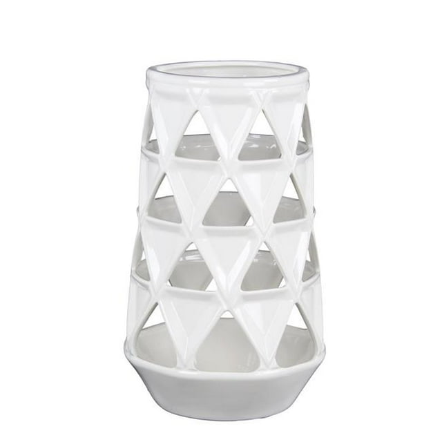 Privilege 45220 Ceramic Vase, Pierced White - Large
