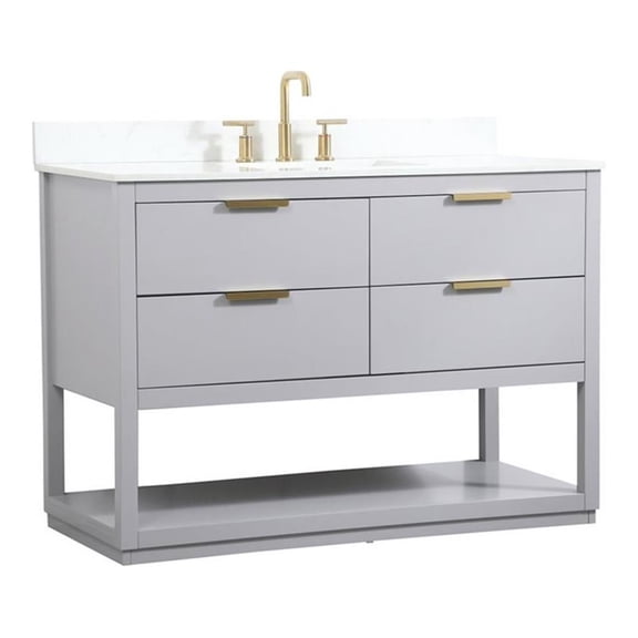 48 inch single bathroom vanity in grey with backsplash