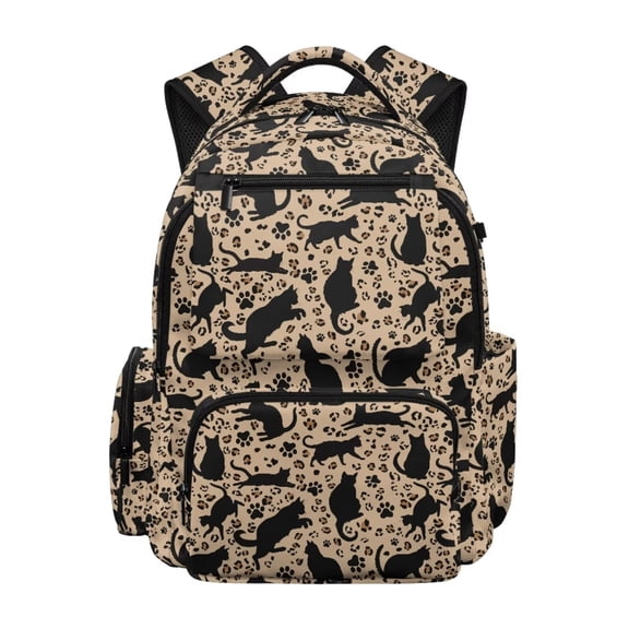 FULALDOLG Cat Backpack for Girls 8-10 Large Capacity Leopard Print School Bag Kids 17 Inch Bookbag with Multiple Pocket for Elementary Casual Daypack Travel Satchel