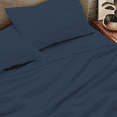 thumbnail image 4 of Aanya Linen 600 Thread Count Sheet Sets | 100% Long Staple Cotton - 20" Inch Deep Pocket - (Size - King, Medium Blue), 4 of 4