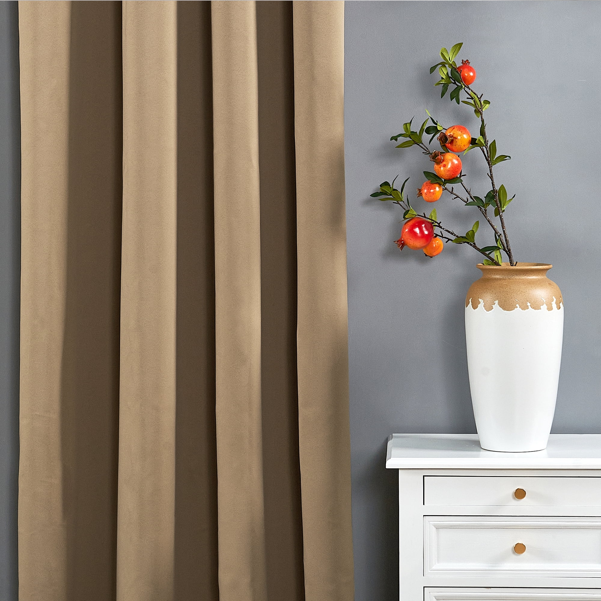 Home Soft Things Solid Blackout Curtains/Drapes Thermal Insulated Grommet Darkening Curtains, 2 Curtains and 2 Tiebacks Set - Amphora - 54 x 84 inches
