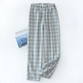 thumbnail image 2 of abtuhar Men's Pajama Pants,Men Solid Drawstring Woven Gauze Large Check Casual Thin Home Pajama Full Length Pants Gray L, 2 of 3