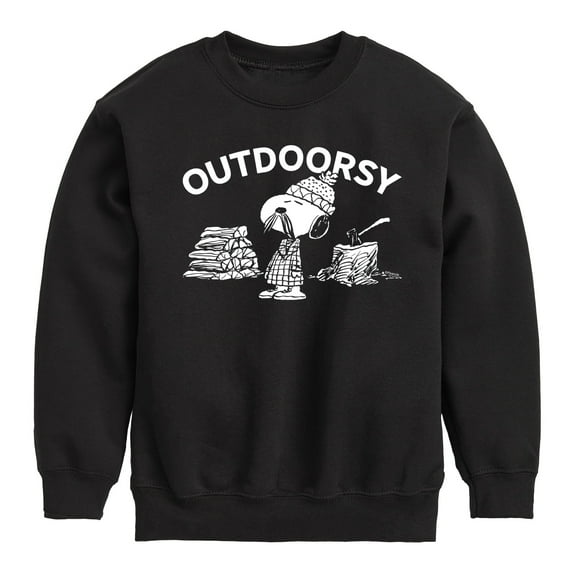 Peanuts - Outdoorsy Snoopy - Toddler & Youth Crewneck Fleece Sweatshirt