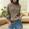 thumbnail image 2 of XIOACHA Womens Sweaters Turtleneck Ribbed Knit Long Sleeves Off Shoulder Knitted Blouses Casual Solid Color Elegant Streetwear Sweater, 2 of 5
