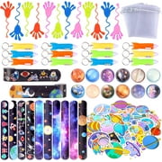 110 Pcs Party Favors for Kids Toy Assortment for Prizes,Space Bouncy Balls Sticky Hands Slap Bracelets,Puzzles for Treasure Box, Classroom Rewards,Birthday Party,Goodie Bag Filler for Children's Day