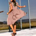 thumbnail image 4 of KaLI_store Womens Dresses Summer Dress for Women V-Neck Floral Flare Casual Loose Sundress Beach Dress Pink,S, 4 of 5