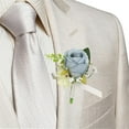 thumbnail image 4 of Dusty Blue Rose Boutonniere for Men Wedding, Groom and Best Man Boutonnieres with Artificial Flower for Wedding Prom Party (Dusty Blue), 4 of 7