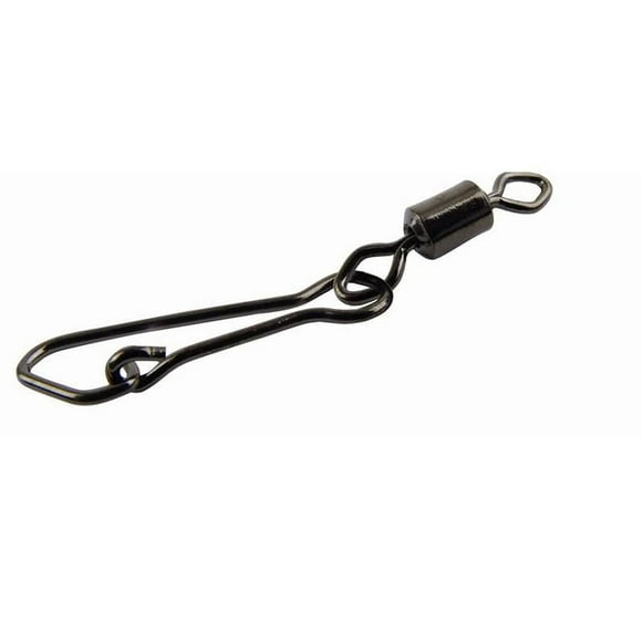 Mustad 77550-10-12 Rolling Swivel w/Diamond Eye&Snap 12pk Black, The diamond shaped eye of the swivel