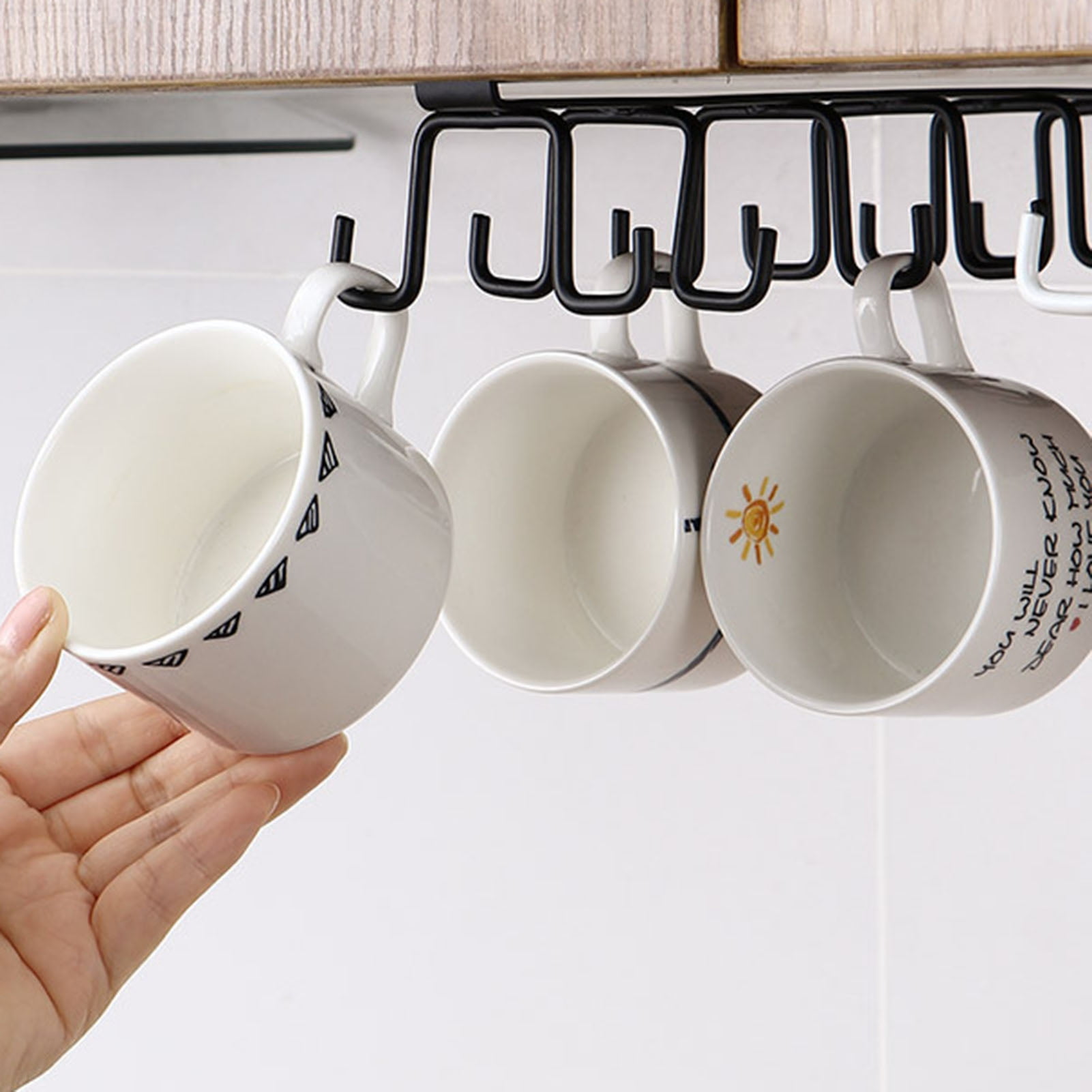 XILAOTOU Mug Rack Under Cabinet - Coffee Cup Holder, Each Bracket is  Equipped with 6 and Adjustable