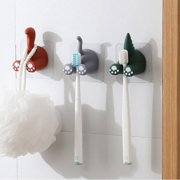 Soporte para cepillo de dientes con cola de Animal, estante para pasta dental, soporte colgante montado en la pared para cepillos de dientes para niños, estante para cepillos de dientes de baño