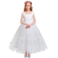 thumbnail image 5 of IBTOM CASTLE White First Communion Dresses for Girls Lace Flower Wedding Bridesmaid Pageant Birthday Baptism Party Formal Maxi Tulle Gown 11-12 Years White - Spaghetti Straps, 5 of 8