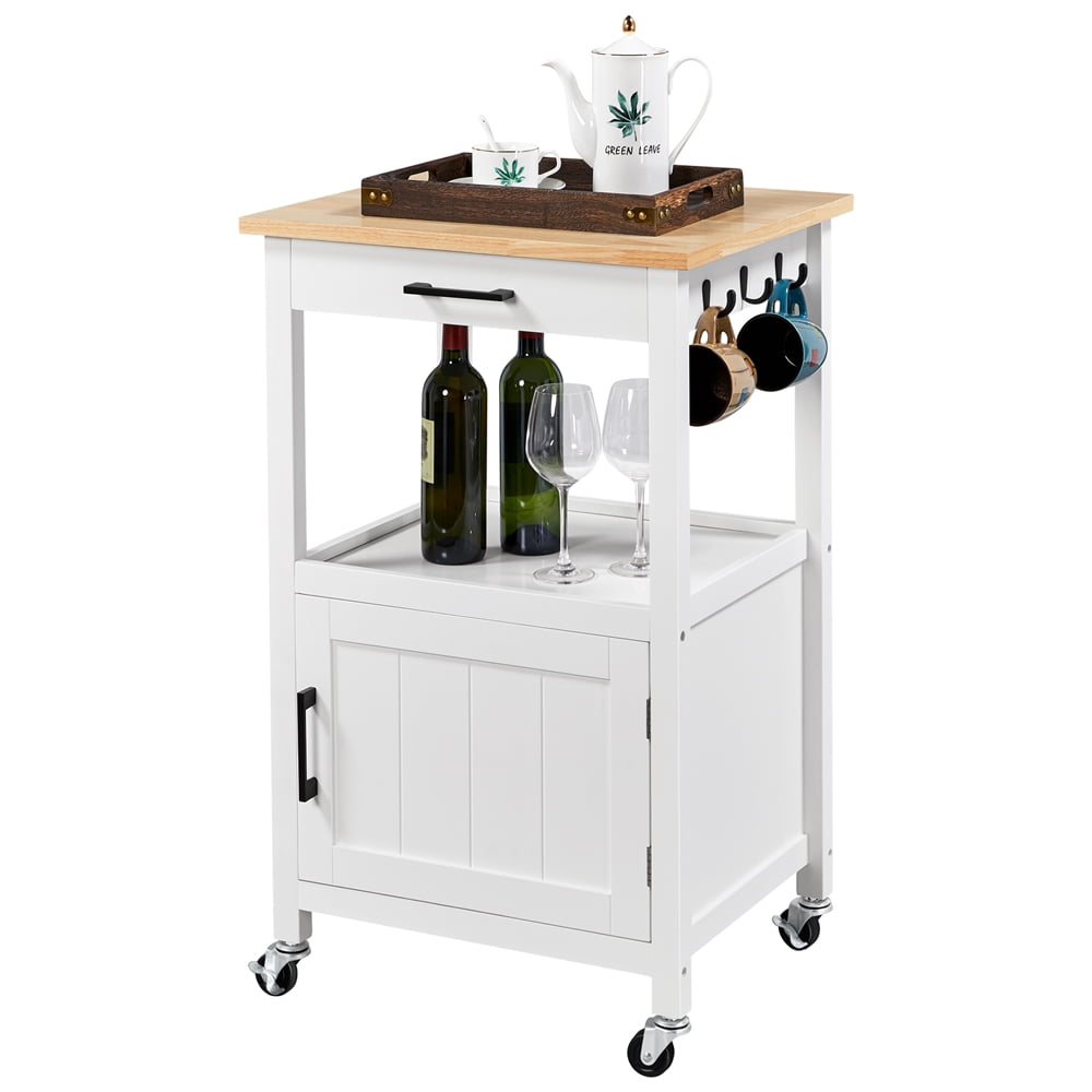 Yaheetech Rolling Kitchen Island Cart with Wood Top and Wheels for