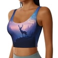 thumbnail image 2 of Pofeuu Night Sky Elk Print Sports Bra for Women Sexy Vest Yoga Running Gym Fitness Crop Bras Tops-XX-Large, 2 of 8
