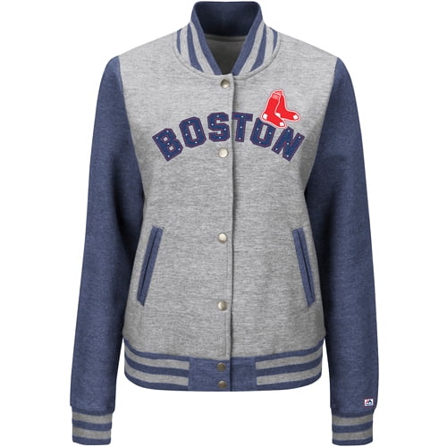 Boston Red Sox Majestic Women's Stolen Bases Full Button Jacket Gray by MAJESTIC LSG