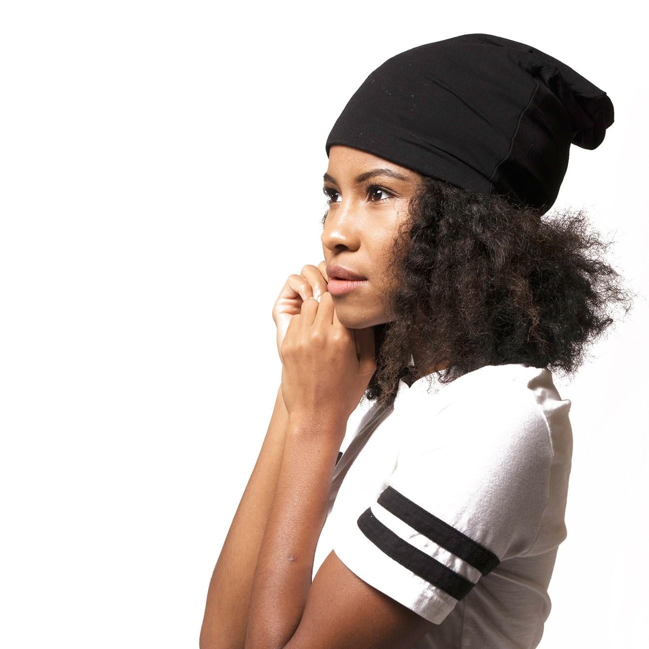 Adama Satin Lined Jersey Beanie Black,Pack of 2