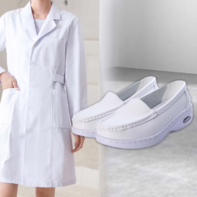 Zapatos de enfermera para hombres y mujeres, zapatos planos de enfermería, zapatos casuales de suela suave blanca, zapatos de trabajo cómodos, zapatos 36