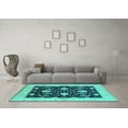 thumbnail image 3 of Ahgly Company Machine Washable Indoor Rectangle Oriental Turquoise Blue Industrial Area Rugs, 5' x 8', 3 of 4