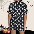 thumbnail image 4 of Personalized Customized Clothing DIY Womens Pajama Sets 2 Piece Halloween Short Sleeve Sleepwear Graphic Printed Satin Cute Buttons Tops Shorts Silk Satin Pajama Set, 4 of 5