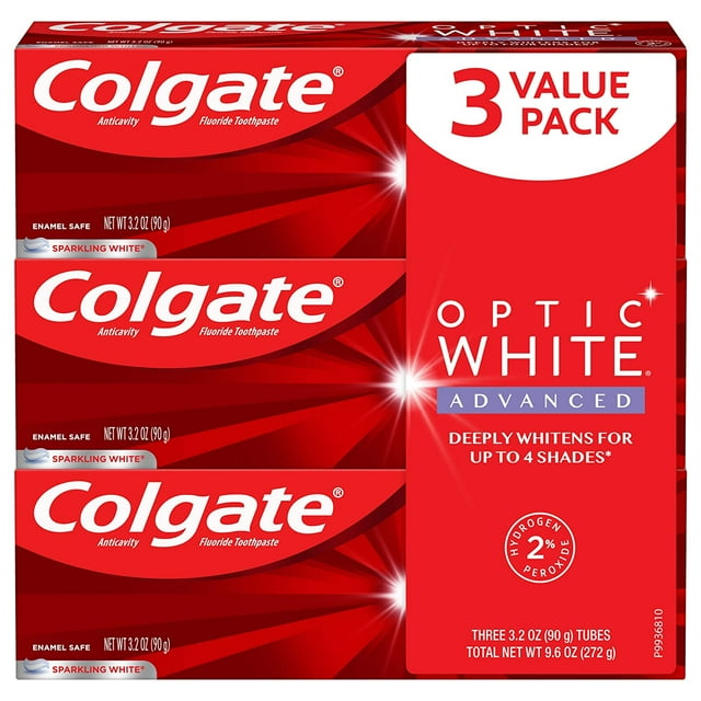 Pasta de dientes blanqueadora Colgate Optic White Advanced 3.2 onzas paquete de 3