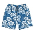 thumbnail image 2 of Honeii's Leaves And Flowers Print Men's Casual Shorts with Drawstring，Swim Trunks Quick Dry Beach Shorts, 2 of 5