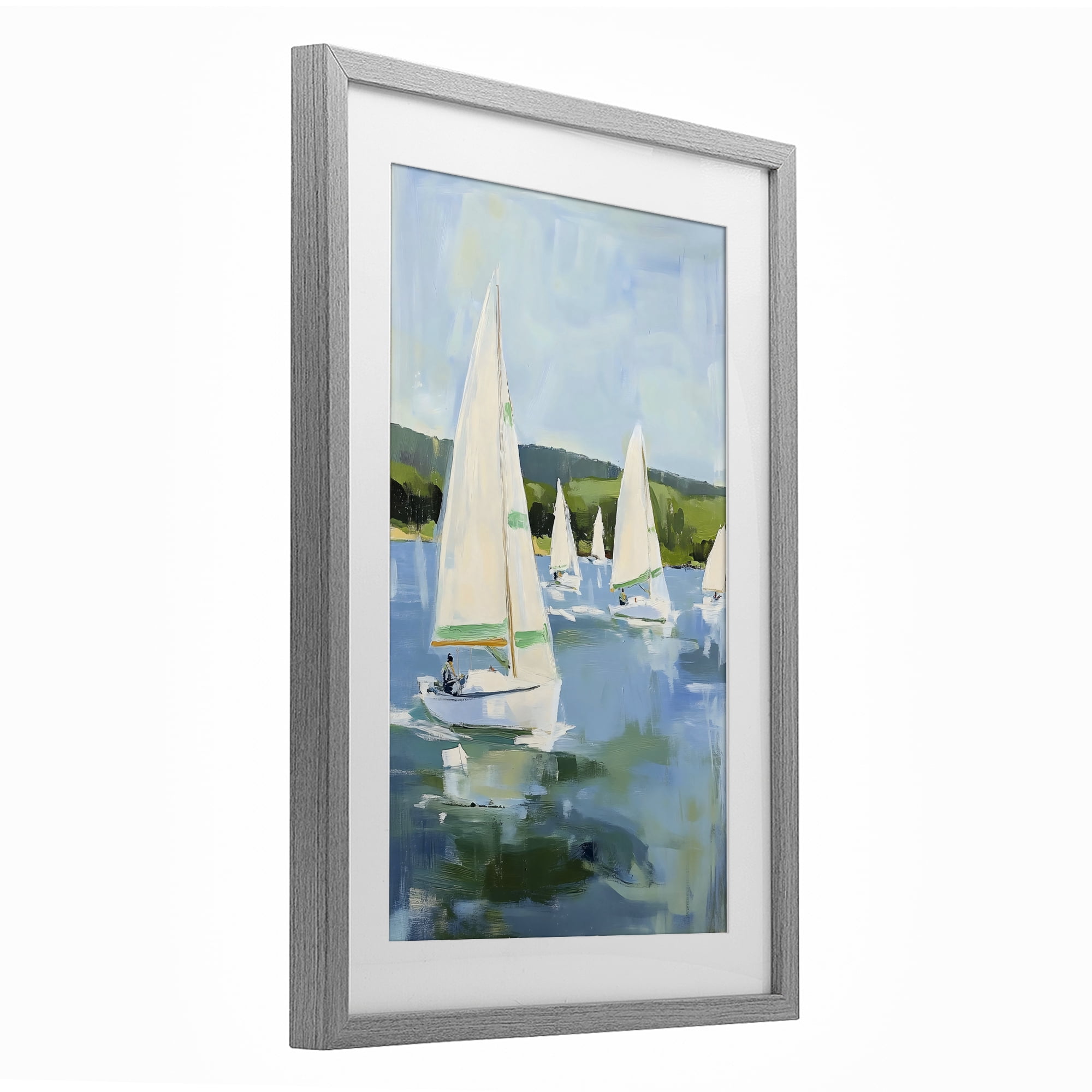 Stupell Industries Boat Race Regatta Gray Framed Print Under Glass, design by Petal Prints Design