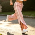 thumbnail image 5 of Guluxicc Sweat Pants for Women Drawstring Elastic Waist Lace Texture Wide Leg Athletic Trousers for Gym Workout Everyday Fall Winter, 5 of 8
