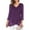 Purple, variant on JGGSPWM Women Trendy Plus Size Solid Blouse 3 4 Sleeves V Neck Mesh Layer Cross Hem Design Relaxed Comfortable Tops Gray S