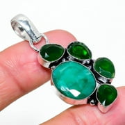 Emerald(Simulated), Diopside Gemstone Handmade Gift Jewelry Pendant 1.89"