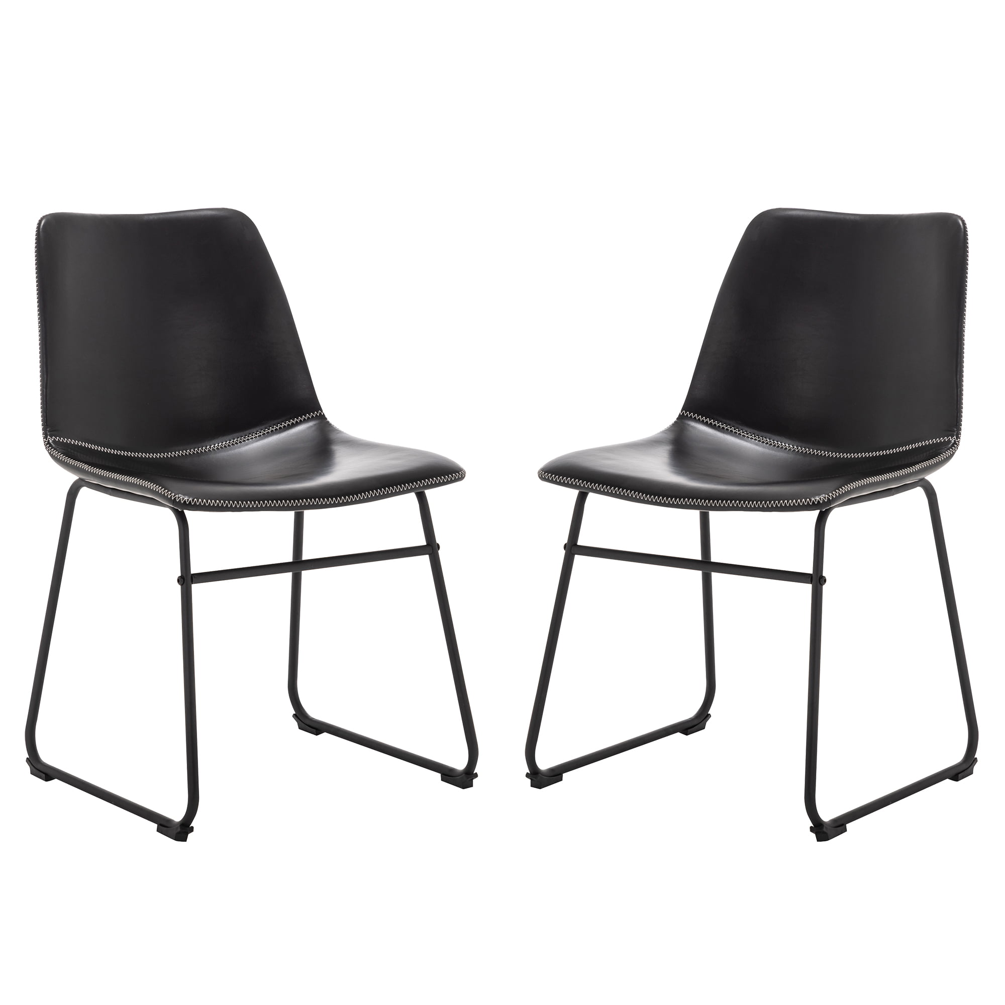 Belleze Set Of 2 Mid Century Faux Leather Upholstered Bucket Seat